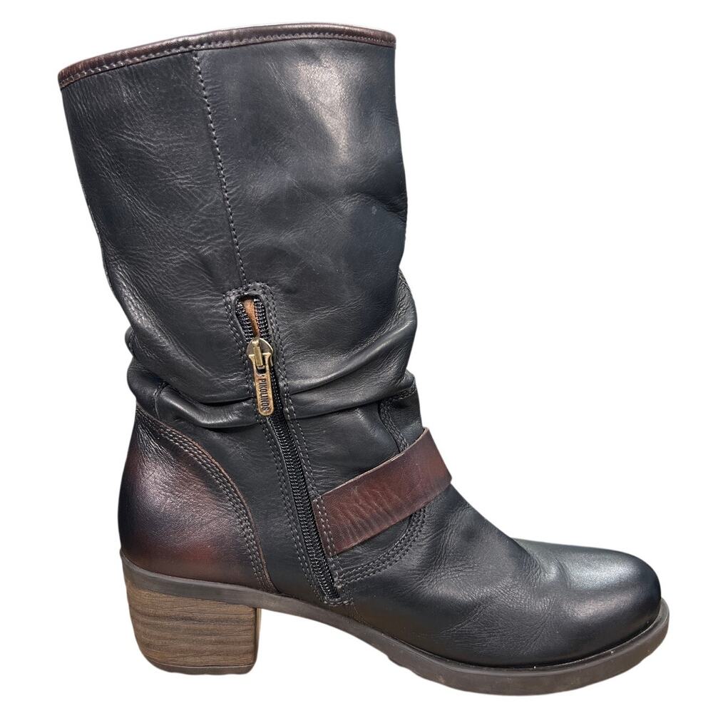 Pikolinos Women’s Le Mans Black Leather Moto Ankle Boot Size 40 US 9/9.5 - Picture 4 of 11